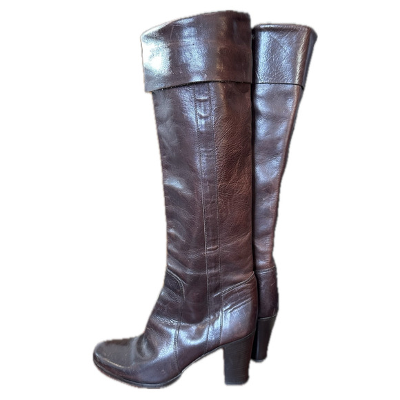 Sigerson Morrison Brown Leather Tall Cuffed Riding Boots Women's Size 8.5 narrow - Picture 6 of 10